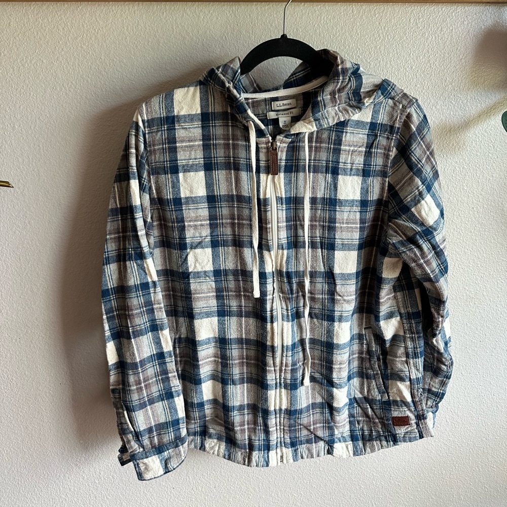 LL Bean zip up hooded flannel